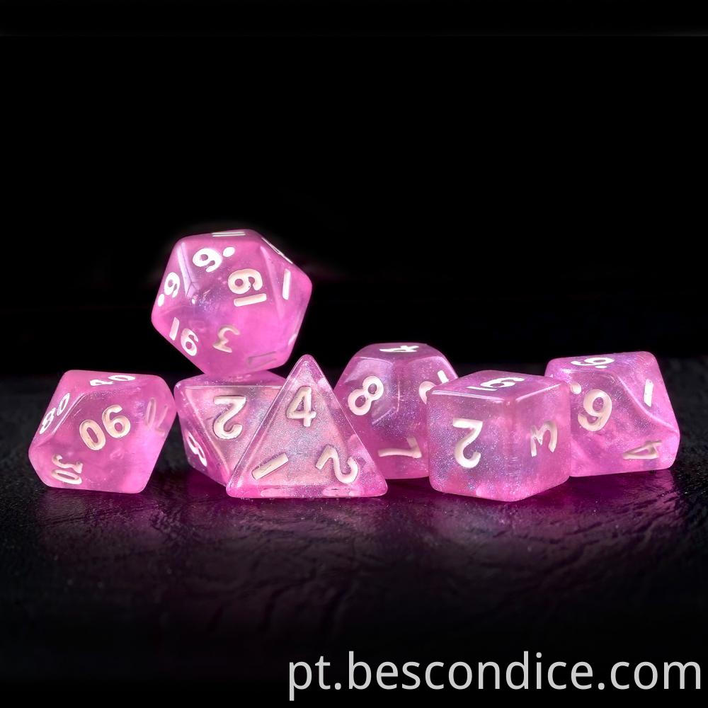 Pink Moonstone Polyhedral Rpg Mini Dice 2